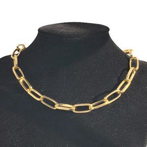 14K Gold Large Paper Clip Chain Necklace Womens 14 K Silver Jewelry Paperclip